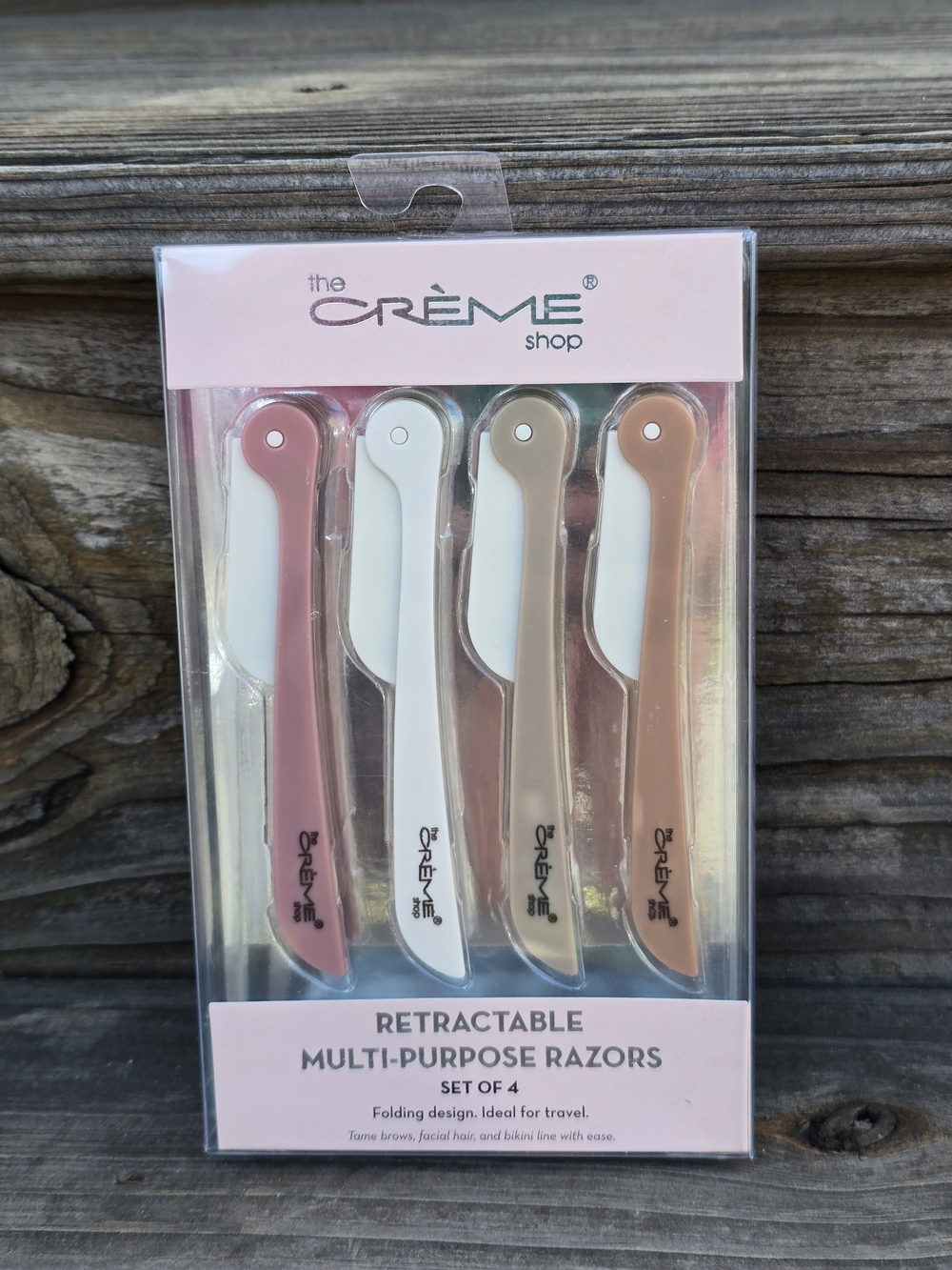 🦩 The Crème Shop Retractable Multi-Purpose Razors - Pink & Neutrals (Set of 4)